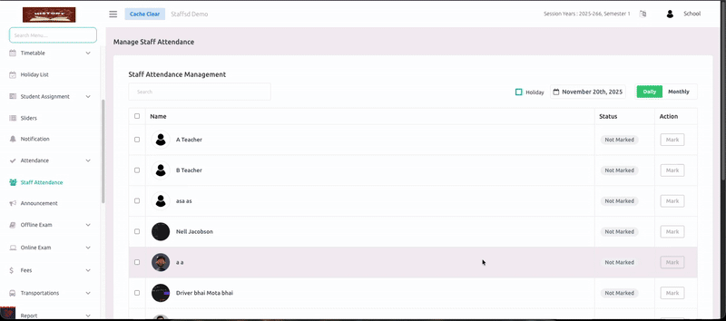 School Admin Add Attendance
